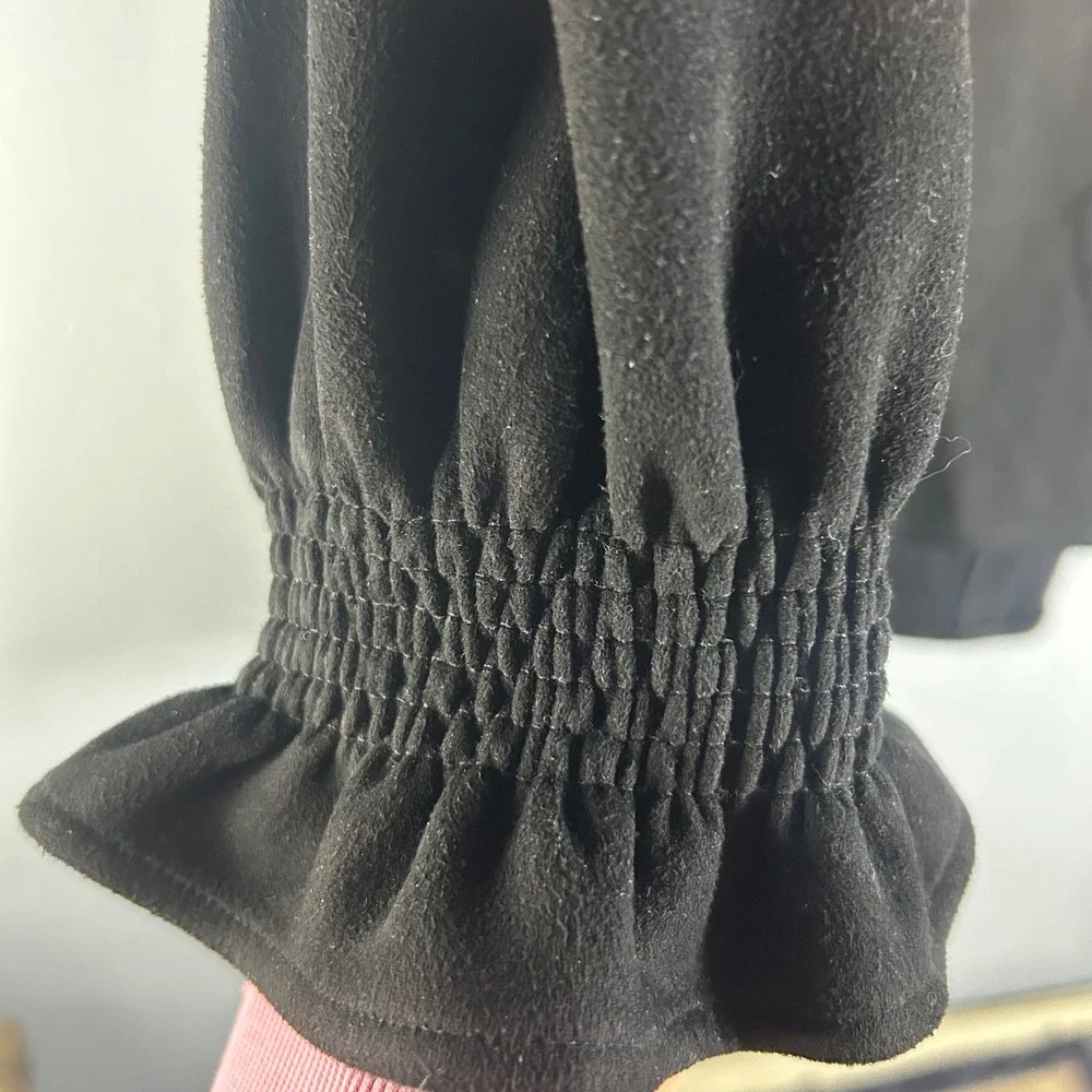 Tuckernuck Women Easton Blouse‎ Top Size XL Faux Suede Peasant Preppy Boho Black